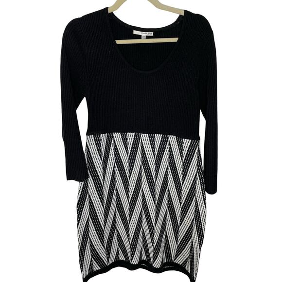 Vintage Studio One New York Black and White Fit and Flare Sweater Dress sz large - Picture 1 of 4